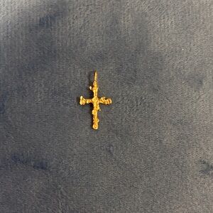 14k Gold Textured Cross Pendant Charm